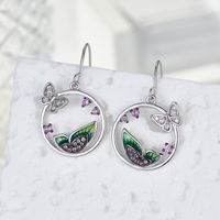 1 Pair Elegant Lady Sweet Butterfly Enamel Inlay Sterling Silver Zircon Drop Earrings main image 5