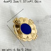 304 Stainless Steel Gold Plated Modern Style Sweet Asymmetrical Enamel Plating Round Water Droplets Turquoise Open Rings sku image 2