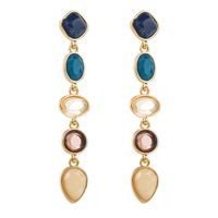 1 Pair Casual Modern Style Classic Style Oval Inlay Alloy Resin 18K Gold Plated Drop Earrings sku image 3