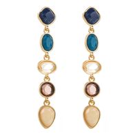 1 Par Casual Estilo Moderno Estilo Clásico Oval Embutido Aleación Resina Chapados en oro de 18k Pendientes De Gota sku image 3