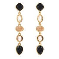 1 Pair Casual Modern Style Classic Style Oval Inlay Alloy Resin 18K Gold Plated Drop Earrings sku image 4