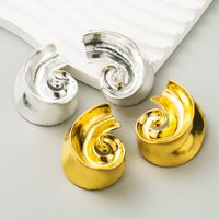 1 Pair Exaggerated French Style Sector Spiral Alloy 18K Gold Plated Ear Studs main image 4