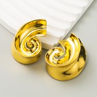 1 Pair Exaggerated French Style Sector Spiral Alloy 18K Gold Plated Ear Studs main image 5