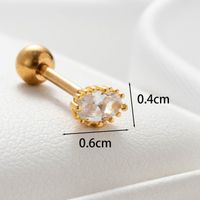 1 Piece Casual Simple Style Oval Carrot Chain Inlay Copper Zircon Ear Studs main image 3