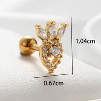 1 Piece Casual Simple Style Oval Carrot Chain Inlay Copper Zircon Ear Studs main image 2