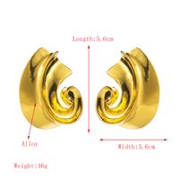 1 Pair Exaggerated French Style Sector Spiral Alloy 18K Gold Plated Ear Studs main image 3