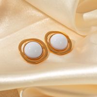 1 Pair Casual Simple Style Commute Oval Plating 304 Stainless Steel Gold Plated Ear Studs main image 3