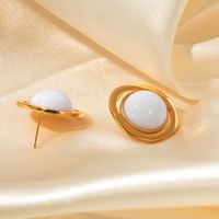1 Pair Casual Simple Style Commute Oval Plating 304 Stainless Steel Gold Plated Ear Studs main image 4