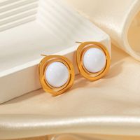 1 Pair Casual Simple Style Commute Oval Plating 304 Stainless Steel Gold Plated Ear Studs main image 1