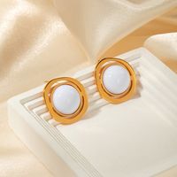 1 Pair Casual Simple Style Commute Oval Plating 304 Stainless Steel Gold Plated Ear Studs main image 2
