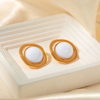 1 Pair Casual Simple Style Commute Oval Plating 304 Stainless Steel Gold Plated Ear Studs main image 5
