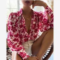 Women's Blouse Long Sleeve Blouses Printing Streetwear Flower Leopard main image 5