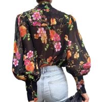 Women's Blouse Long Sleeve Blouses Printing Streetwear Flower Leopard main image 2