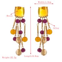 1 Pair Retro Vacation Bohemian Tassel Beaded Tassel Alloy Resin 18K Gold Plated Drop Earrings main image 2