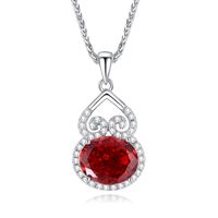 Sterling Silver Elegant Shiny Hollow Out Inlay Gourd Zircon Pendant Necklace sku image 1