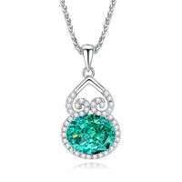 Sterling Silver Elegant Shiny Hollow Out Inlay Gourd Zircon Pendant Necklace main image 8