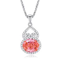 Sterling Silver Elegant Shiny Hollow Out Inlay Gourd Zircon Pendant Necklace sku image 2