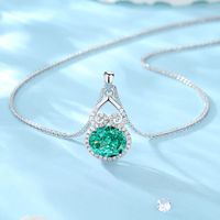 Sterling Silver Elegant Shiny Hollow Out Inlay Gourd Zircon Pendant Necklace main image 3