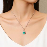 Sterling Silver Elegant Shiny Hollow Out Inlay Gourd Zircon Pendant Necklace main image 4