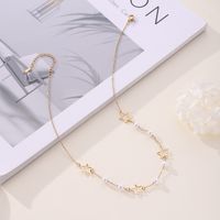 304 Stainless Steel Imitation Pearl 18K Gold Plated Elegant Beach Plating Hollow Out Pentagram Choker main image 4