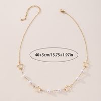 304 Stainless Steel Imitation Pearl 18K Gold Plated Elegant Beach Plating Hollow Out Pentagram Choker main image 5