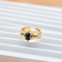304 Stainless Steel 18K Gold Plated Vintage Style Inlay Sun Oval Eye Natural Stone Open Rings main image 8