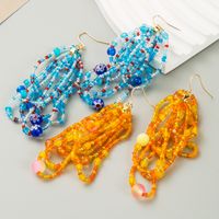 1 Pair Casual Vacation Classic Style Round Beaded Tassel Alloy Resin 18K Gold Plated Drop Earrings main image 1