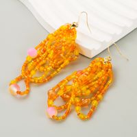 1 Pair Casual Vacation Classic Style Round Beaded Tassel Alloy Resin 18K Gold Plated Drop Earrings main image 4
