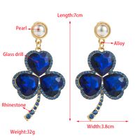 1 Pair Casual Exaggerated Vacation Shamrock Inlay Alloy Rhinestones Glass Pearl 18K Gold Plated Drop Earrings main image 2