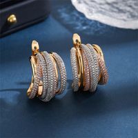 1 Pair Simple Style Classic Style Color Block Plating Inlay Copper Zircon 18K Gold Plated White Gold Plated Earrings main image 2