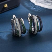 1 Pair Simple Style Classic Style Color Block Plating Inlay Copper Zircon 18K Gold Plated White Gold Plated Earrings main image 4