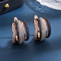 1 Pair Simple Style Classic Style Color Block Plating Inlay Copper Zircon 18K Gold Plated White Gold Plated Earrings main image 5