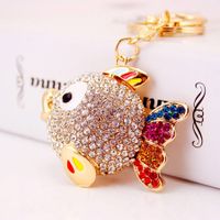 Mignon Poisson Alliage De Zinc Placage Incruster Strass Unisexe Pendentif De Sac Porte-Clés main image 1