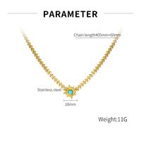 Acier Inoxydable 304 Style Vintage Style Simple Incruster Soleil Turquoise Collier main image 2