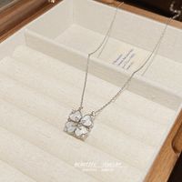 Fashion Heart Shape Butterfly Titanium Steel Plating Pendant Necklace 1 Piece sku image 7