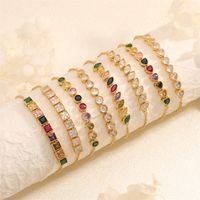 Wholesale Simple Style Commute Round Square Heart Shape Copper Plating Inlay 18K Gold Plated Zircon Bracelets main image 1