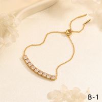 Wholesale Simple Style Commute Round Square Heart Shape Copper Plating Inlay 18K Gold Plated Zircon Bracelets sku image 1