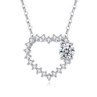 Sterling Silver Vacation Sweet Plating Inlay Heart Shape Moissanite Zircon Pendant Necklace sku image 1