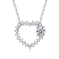 Plata Esterlina Vacaciones Dulce Enchapado Embutido Forma De Corazón Moissanita Circón Collar Colgante sku image 1