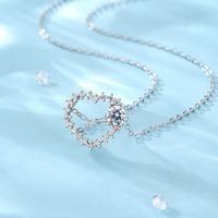 Sterling Silver Vacation Sweet Plating Inlay Heart Shape Moissanite Zircon Pendant Necklace main image 3