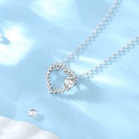 Sterling Silver Vacation Sweet Plating Inlay Heart Shape Moissanite Zircon Pendant Necklace main image 4