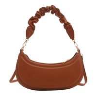 Women's Medium Pu Leather Solid Color Vintage Style Classic Style Dumpling Shape Zipper Saddle Bag sku image 1