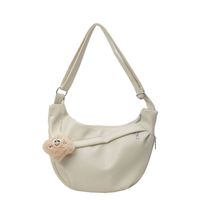 Women's Medium Pu Leather Solid Color Classic Style Sewing Thread Dumpling Shape Zipper Crossbody Bag sku image 2