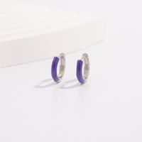 1 Pair Cute Lady Sweet Round Plating Sterling Silver White Gold Plated Hoop Earrings main image 4