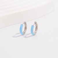 1 Pair Cute Lady Sweet Round Plating Sterling Silver White Gold Plated Hoop Earrings main image 6
