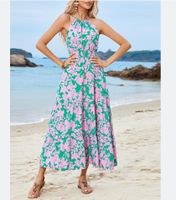 Mujeres Vestidos De Flores Vacaciones Cuello Halter Sin Mangas Floral Ditsy Vestido Maxilargo Vestido A Media Pierna Casual Césped Luna De Miel main image 6