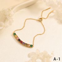 Wholesale Simple Style Commute Round Square Heart Shape Copper Plating Inlay 18K Gold Plated Zircon Bracelets sku image 9