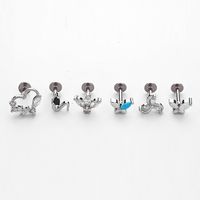 1 Piece Lip Rings Simple Style Crown Snake 316 Stainless Steel  Plating Turquoise Zircon Gold Plated Lip Rings main image 3