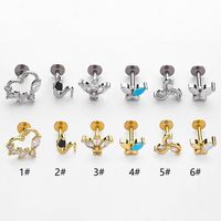 1 Piece Lip Rings Simple Style Crown Snake 316 Stainless Steel  Plating Turquoise Zircon Gold Plated Lip Rings main image 5