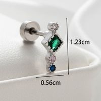 1 Piece Casual French Style Korean Style Water Droplets Rhombus Inlay Copper Zircon Ear Studs main image 4